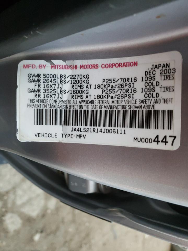 Photo 10 from auction – 2004 MITSUBISHI MONTERO SP with VIN JA4LS21R14J006111