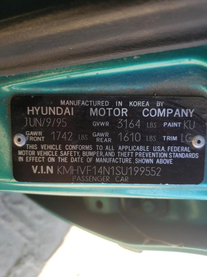 Photo 10 from auction – 1995 HYUNDAI ACCENT with VIN KMHVF14N1SU199552