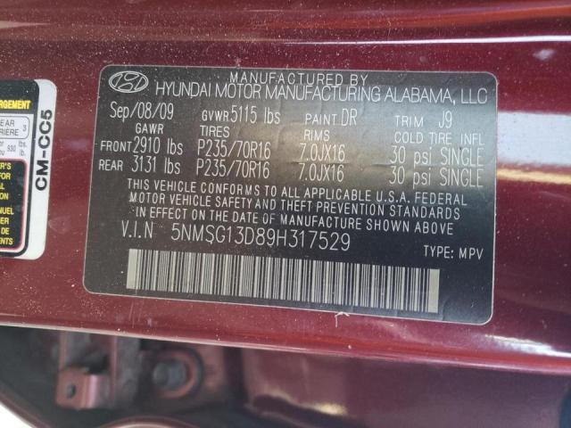 Photo 10 from auction – 2009 HYUNDAI SANTA FE G with VIN 5NMSG13D89H317529