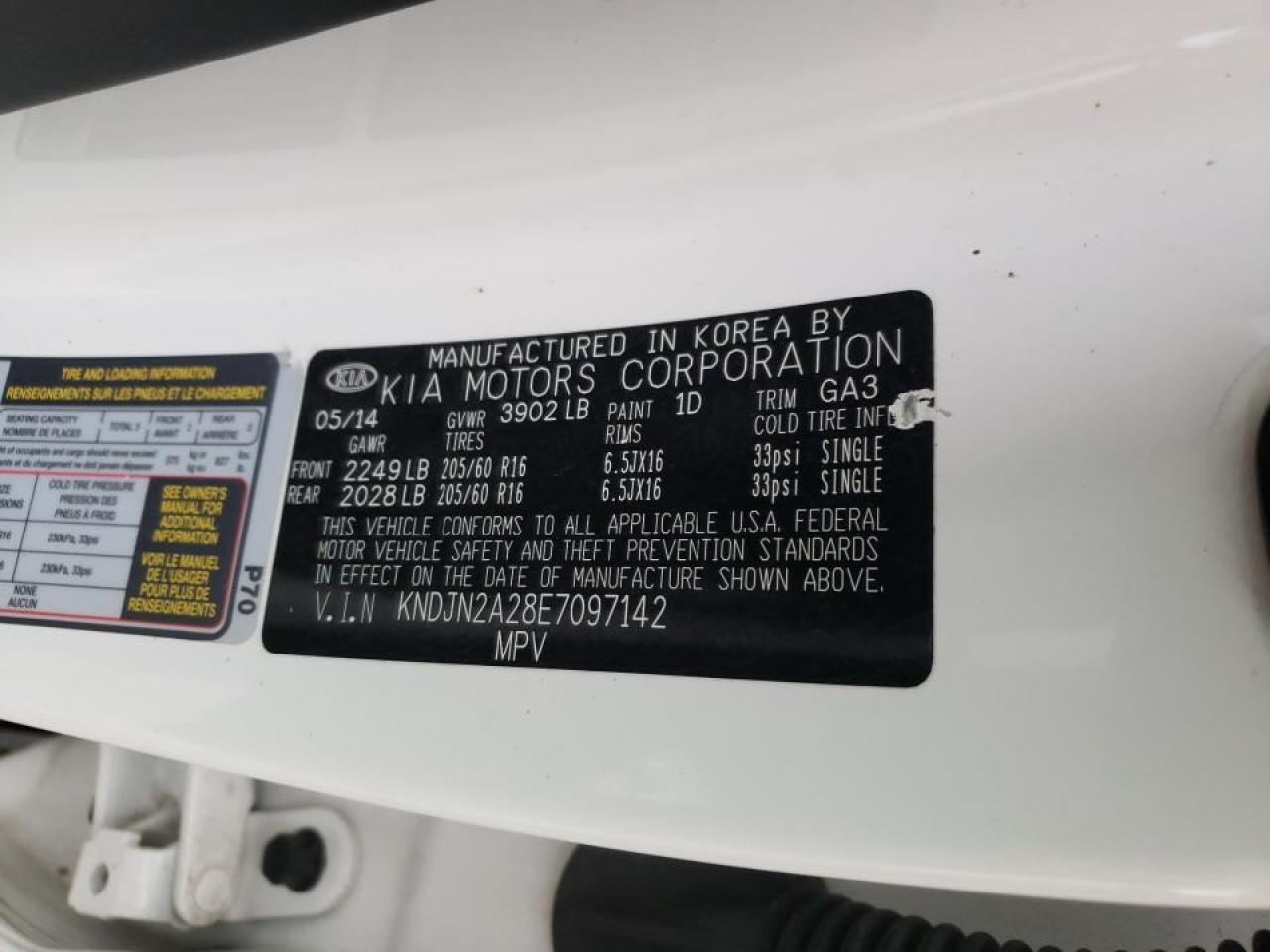 Photo 10 from auction – 2014 KIA SOUL with VIN KNDJN2A28E7097142