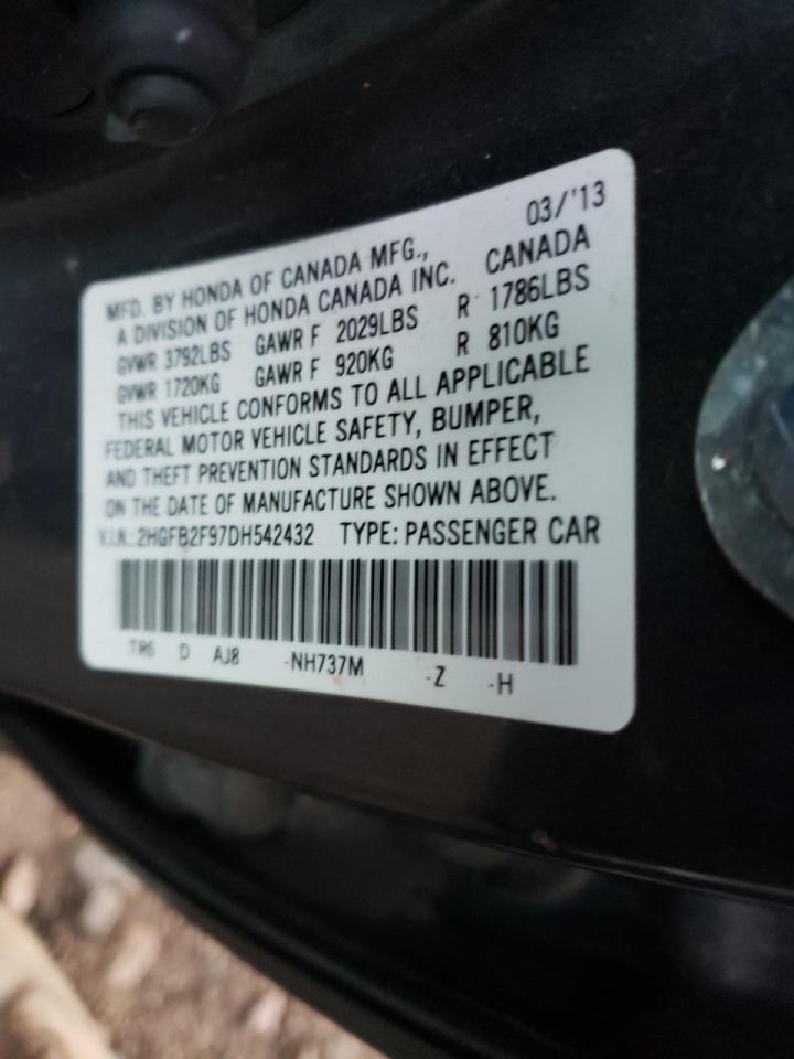 Photo 10 from auction – 2013 HONDA CIVIC with VIN 2HGFB2F97DH542432