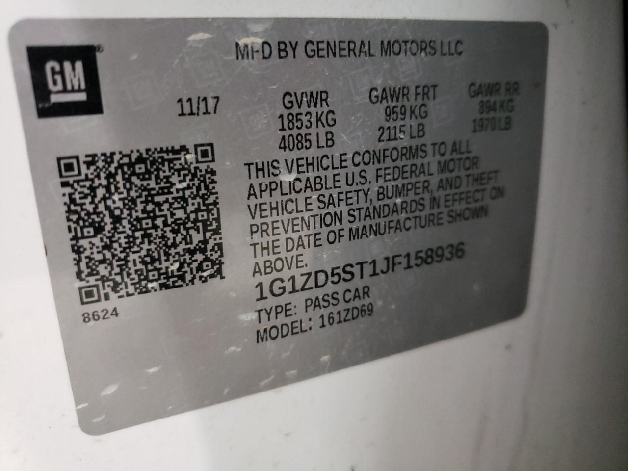 Photo 10 from auction – 2018 CHEVROLET MALIBU LT with VIN 1G1ZD5ST1JF158936