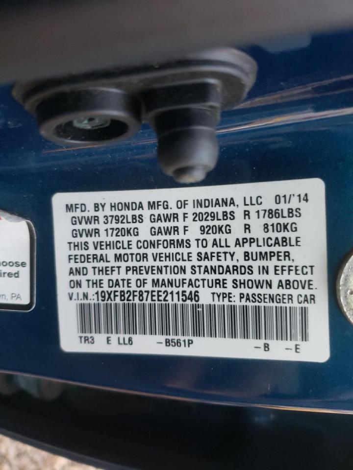 Photo 10 from auction – 2014 HONDA CIVIC EX with VIN 19XFB2F87EE211546