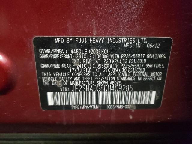 Photo 10 from auction – 2013 SUBARU FORESTER 2 with VIN JF2SHADC8DH409285