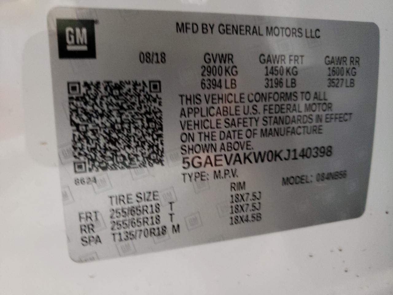 Photo 10 from auction – 2019 BUICK ENCLAVE ES with VIN 5GAEVAKW0KJ140398