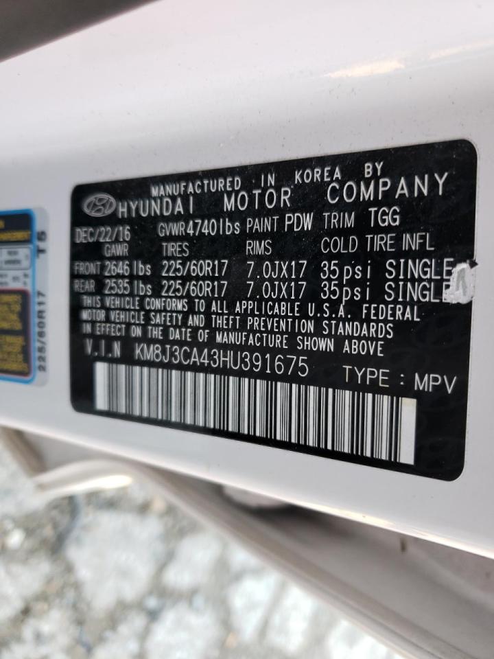 Photo 10 from auction – 2017 HYUNDAI TUCSON LIM with VIN KM8J3CA43HU391675