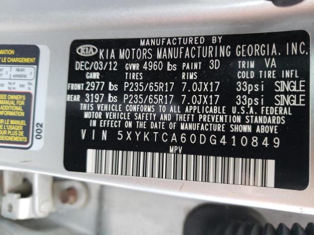 Photo 10 from auction – 2013 KIA SORENTO LX with VIN 5XYKTCA60DG410849