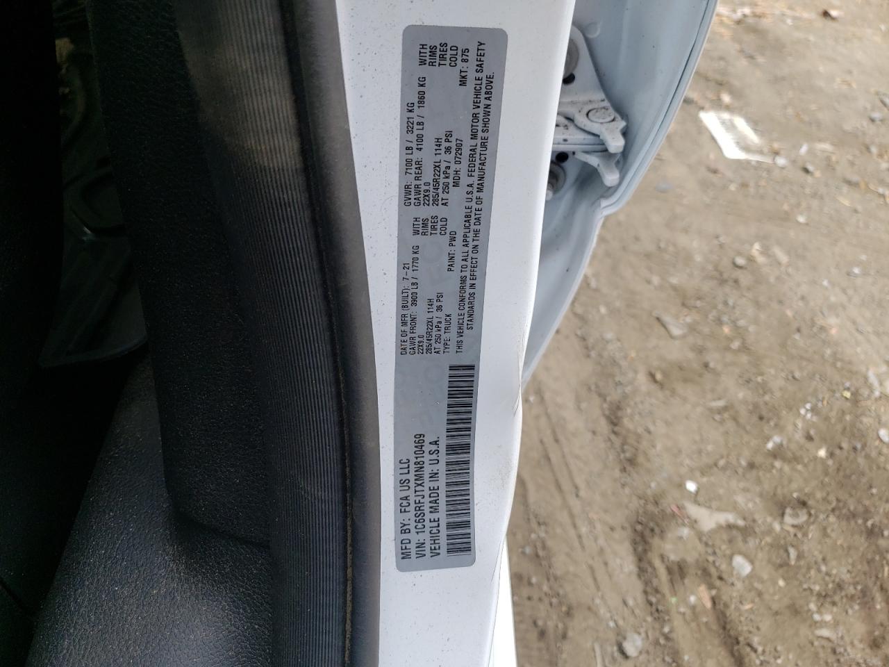 Photo 10 from auction – 2021 RAM 1500 LARAM with VIN 1C6SRFJTXMN810469