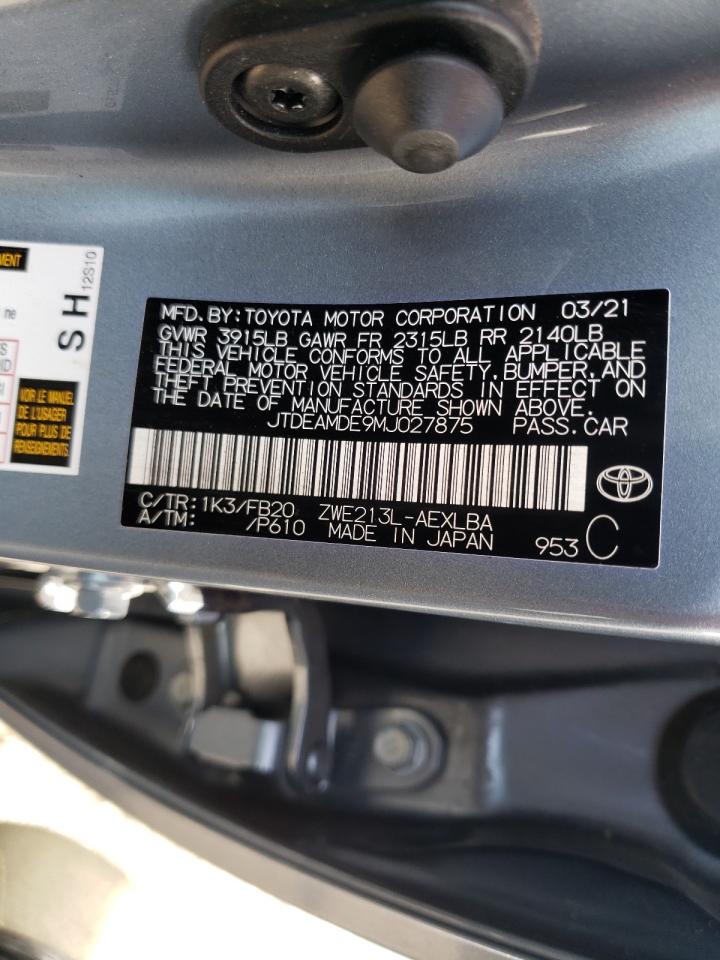 Photo 10 from auction – 2021 TOYOTA COROLLA LE with VIN JTDEAMDE9MJ027875