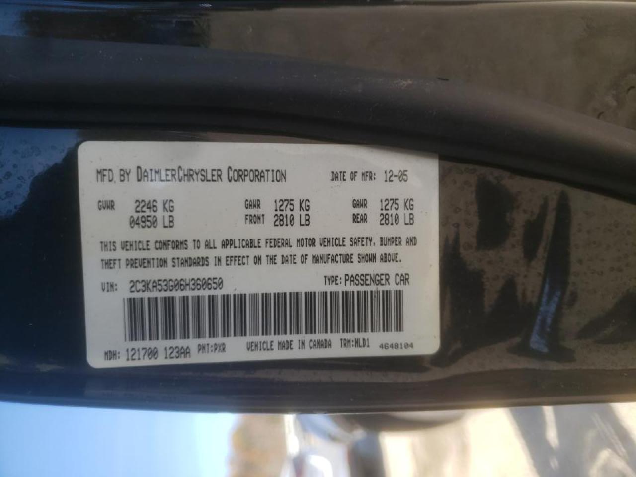 Photo 10 from auction – 2006 CHRYSLER 300 LIMITE with VIN 2C3KA53G06H360650