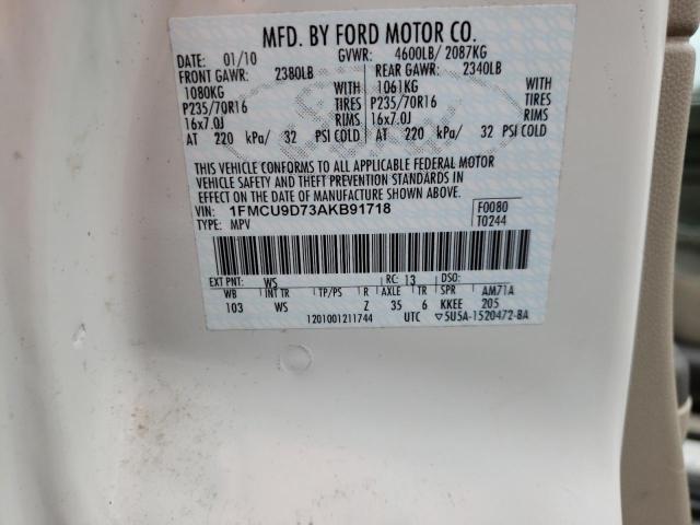 Photo 10 from auction – 2010 FORD ESCAPE XLT with VIN 1FMCU9D73AKB91718