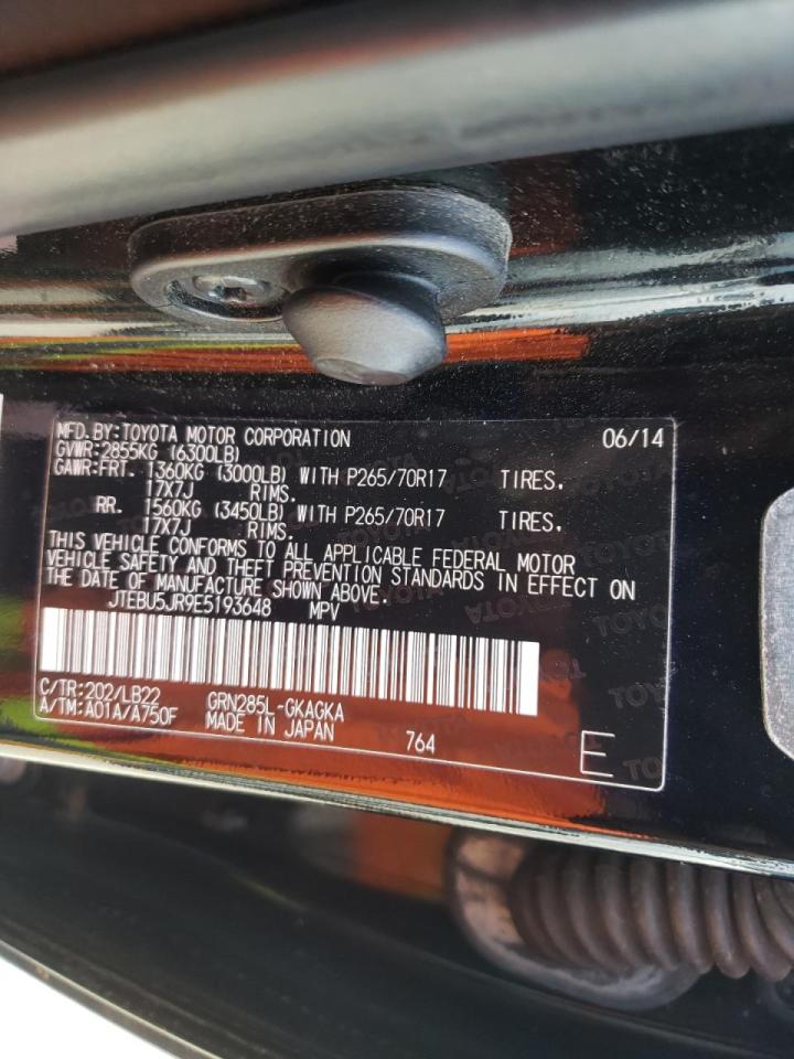 Photo 10 from auction – 2014 TOYOTA 4RUNNER SR with VIN JTEBU5JR9E5193648