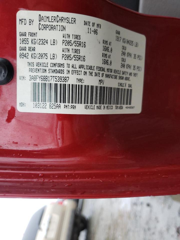 Photo 10 from auction – 2007 CHRYSLER PT CRUISER with VIN 3A8FY68B17T539387