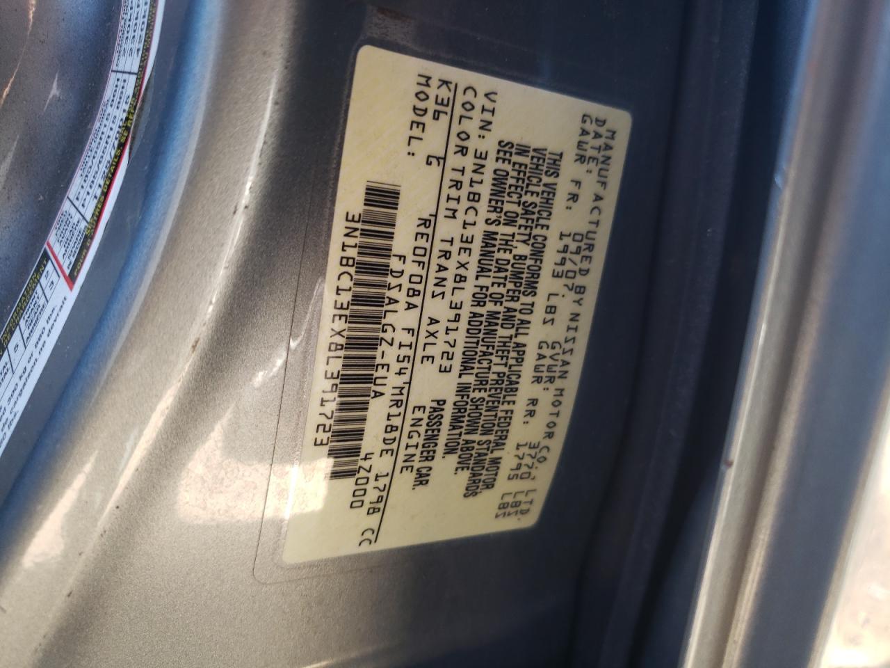 Photo 10 from auction – 2008 NISSAN VERSA S with VIN 3N1BC13EX8L391723