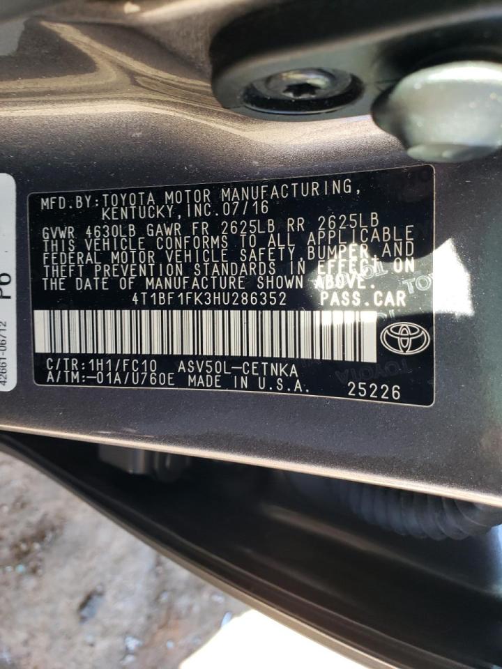 Photo 10 from auction – 2017 TOYOTA CAMRY with VIN 4T1BF1FK3HU286352