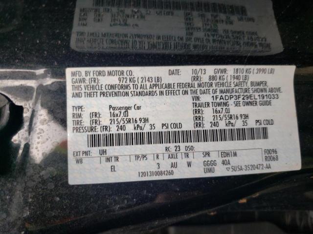 Photo 10 from auction – 2014 FORD FOCUS SE with VIN 1FADP3F29EL191033