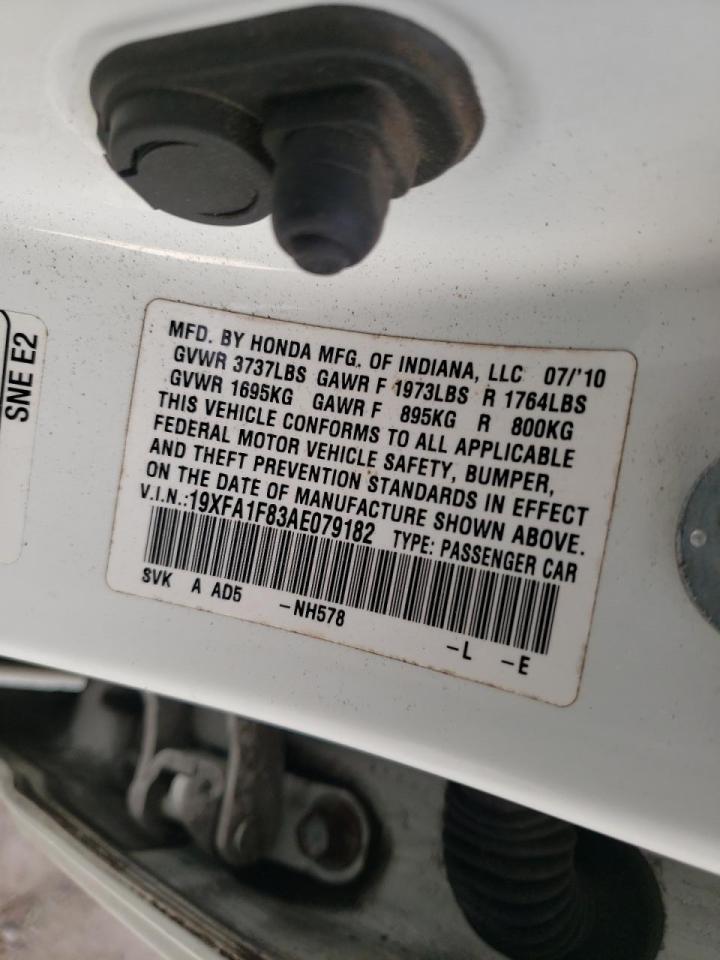 Photo 10 from auction – 2010 HONDA CIVIC EX with VIN 19XFA1F83AE079182