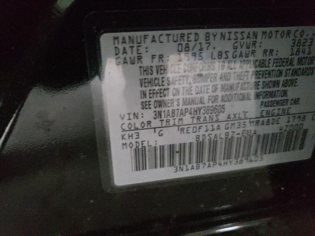 Photo 10 from auction – 2017 NISSAN SENTRA S with VIN 3N1AB7AP4HY389605