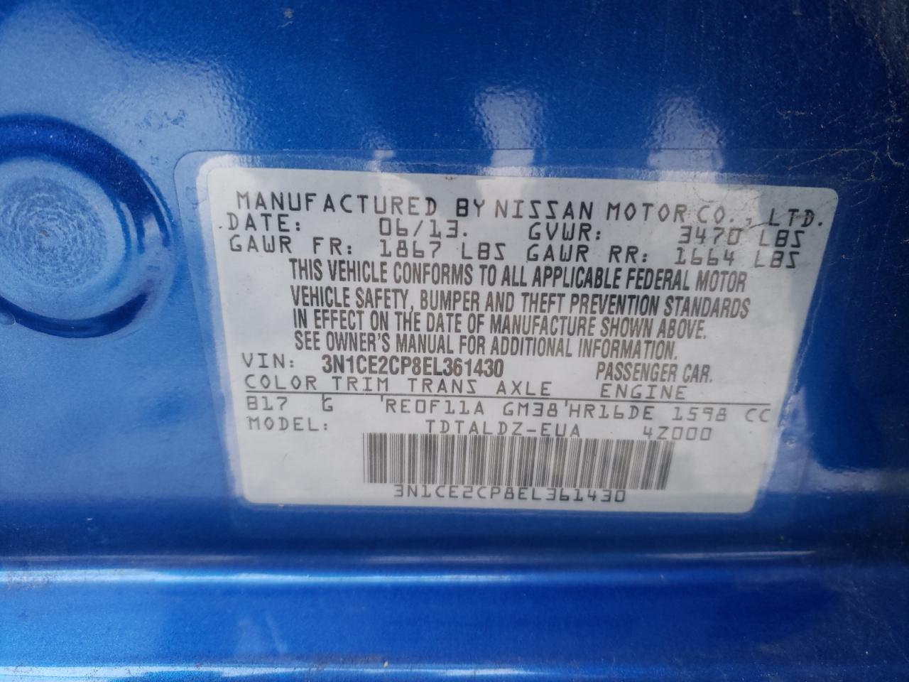 Photo 10 from auction – 2014 NISSAN VERSA NOTE with VIN 3N1CE2CP8EL361430
