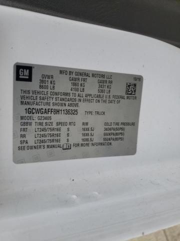 Photo 10 from auction – 2017 CHEVROLET EXPRESS G2 with VIN 1GCWGAFF8H1136325