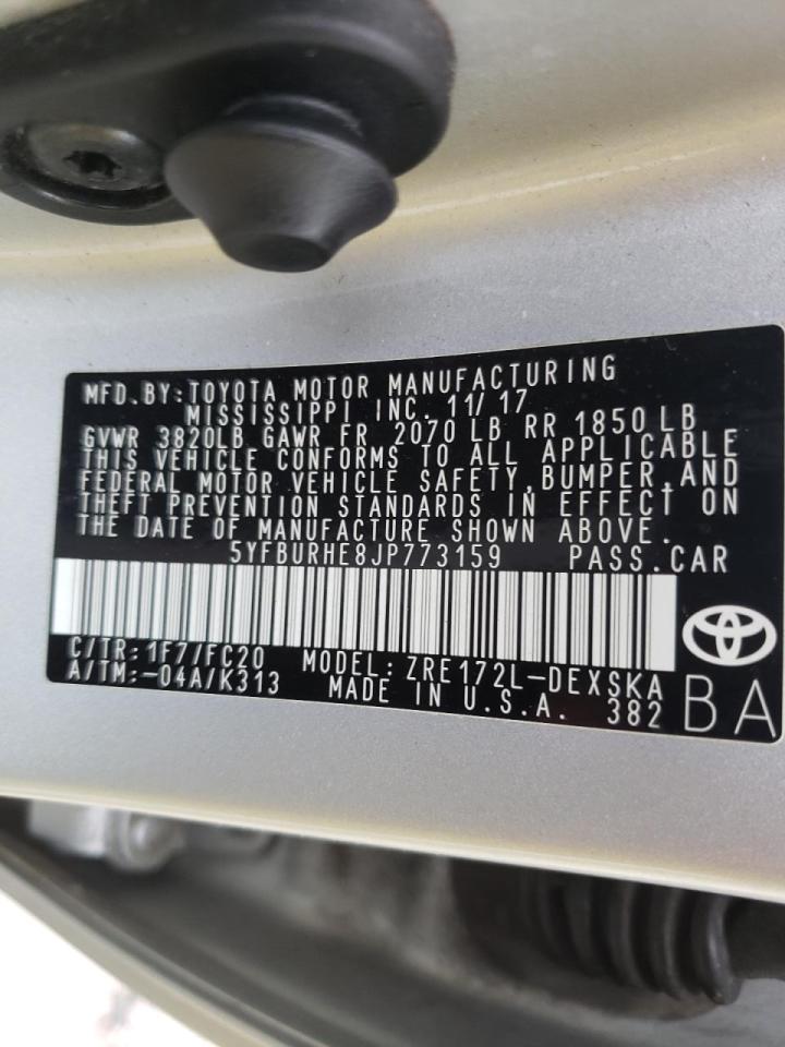Photo 10 from auction – 2018 TOYOTA COROLLA L with VIN 5YFBURHE8JP773159