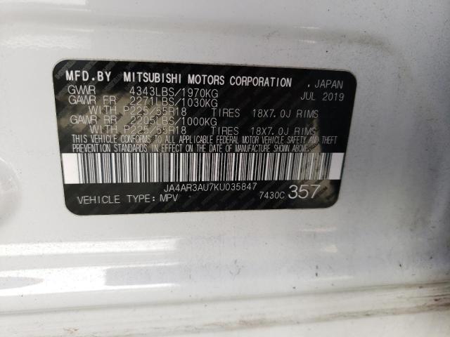Photo 10 from auction – 2019 MITSUBISHI OUTLANDER with VIN JA4AR3AU7KU035847