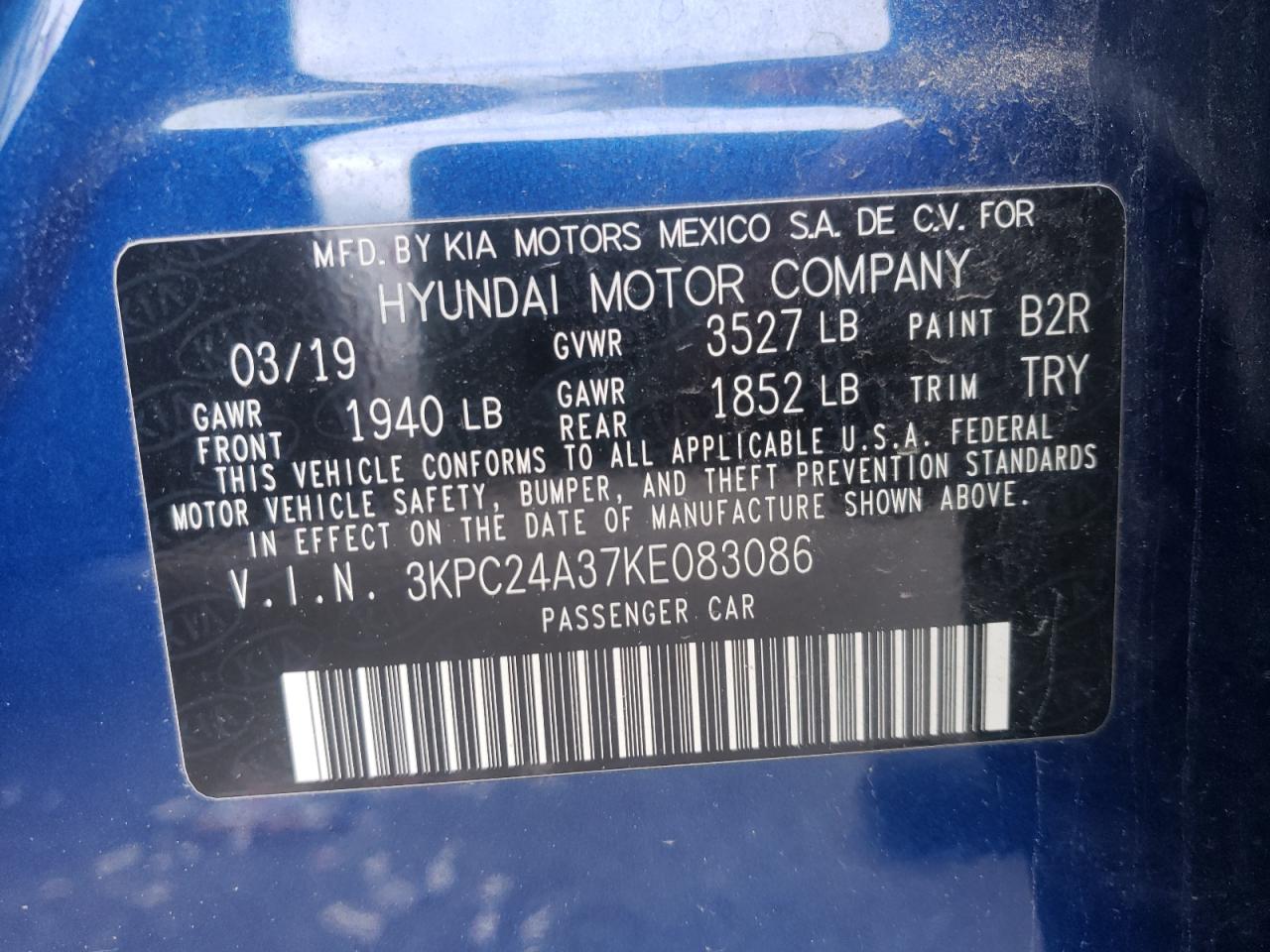 Photo 10 from auction – 2019 HYUNDAI ACCENT SE with VIN 3KPC24A37KE083086