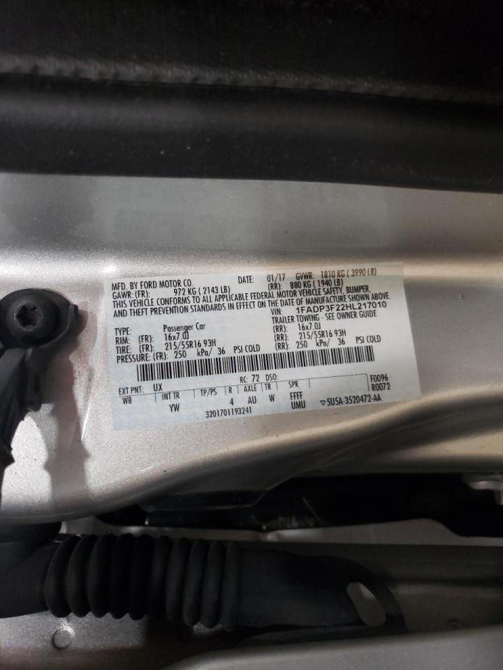 Photo 10 from auction – 2017 FORD FOCUS SE with VIN 1FADP3F22HL217010