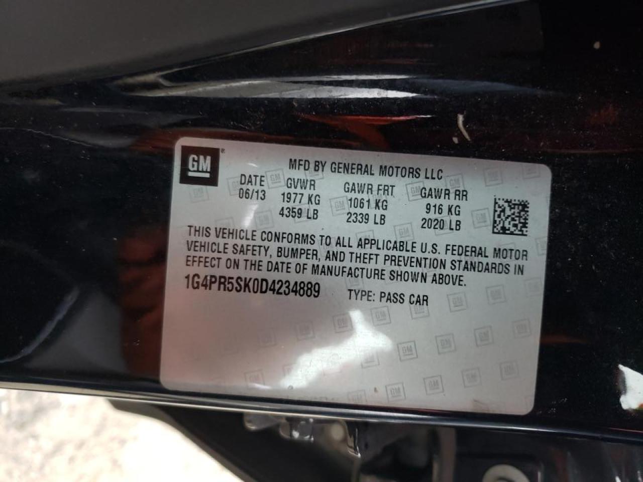 Photo 10 from auction – 2013 BUICK VERANO CON with VIN 1G4PR5SK0D4234889