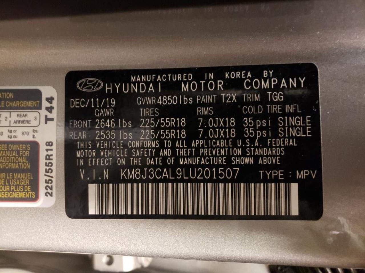 Photo 10 from auction – 2020 HYUNDAI TUCSON LIM with VIN KM8J3CAL9LU201507
