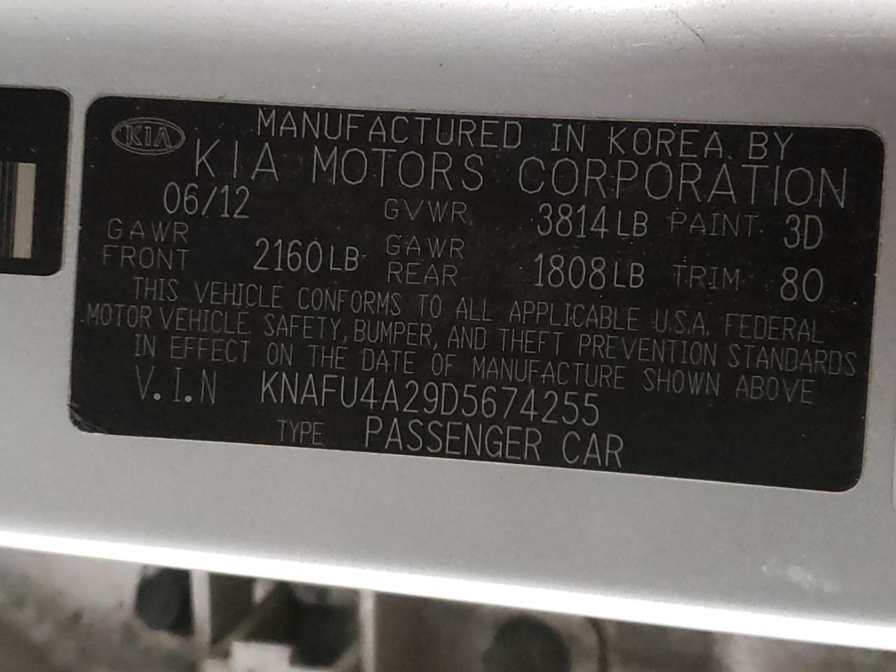 Photo 10 from auction – 2013 KIA FORTE EX with VIN KNAFU4A29D5674255