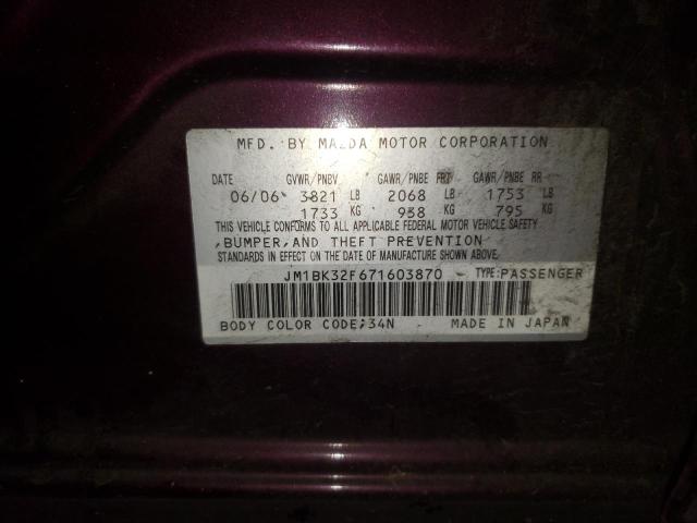 Photo 10 from auction – 2007 MAZDA 3 I with VIN JM1BK32F671603870