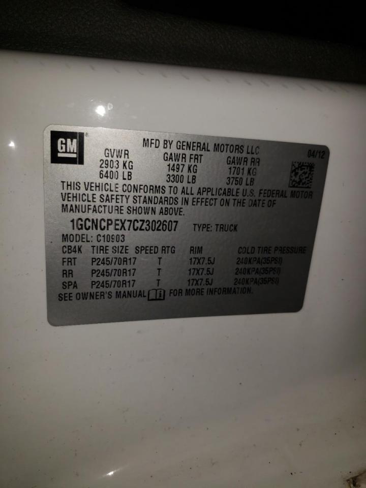 Photo 10 from auction – 2012 CHEVROLET SILVERADO with VIN 1GCNCPEX7CZ302607