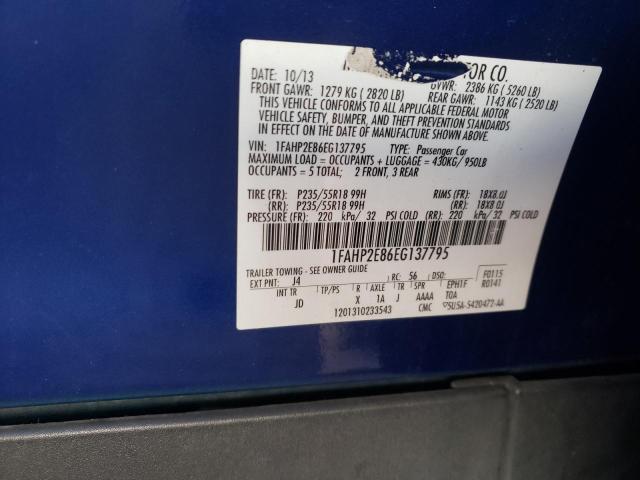 Photo 10 from auction – 2014 FORD TAURUS with VIN 1FAHP2E86EG137795