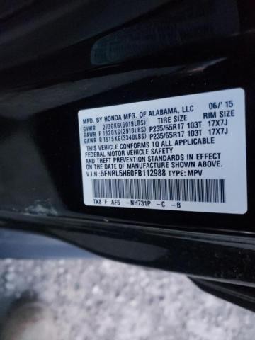 Photo 10 from auction – 2015 HONDA ODYSSEY EX with VIN 5FNRL5H60FB112988
