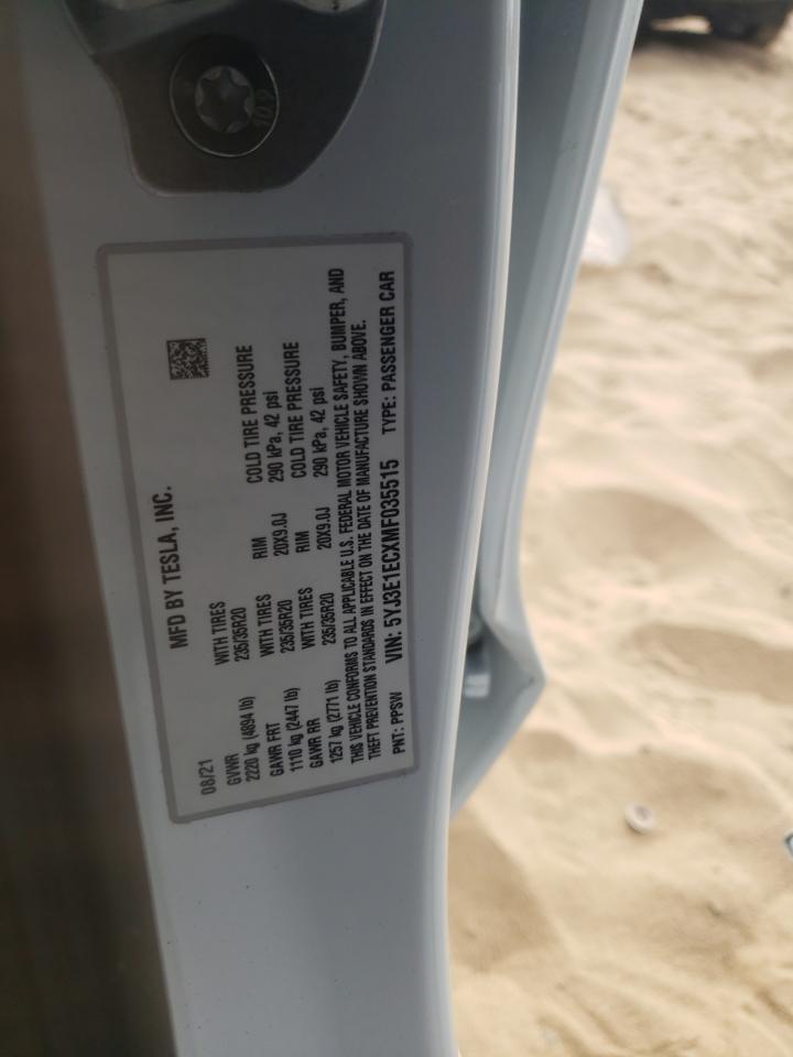 Photo 10 from auction – 2021 TESLA MODEL 3 with VIN 5YJ3E1ECXMF035515