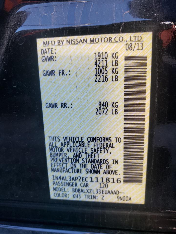 Photo 10 from auction – 2014 NISSAN ALTIMA 2.5 with VIN 1N4AL3AP2EC111816