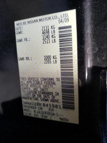 Foto 10 de la subasta – 2009 NISSAN MAXIMA S con VIN 1N4AA51E89C845981