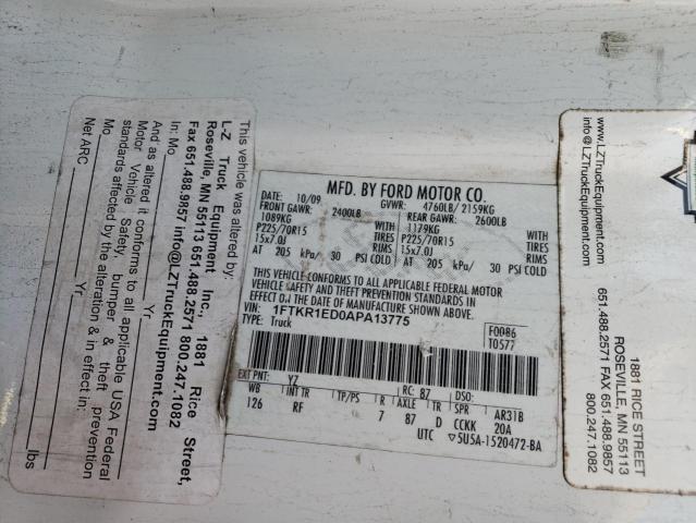 Photo 10 from auction – 2010 FORD RANGER SUP with VIN 1FTKR1ED0APA13775