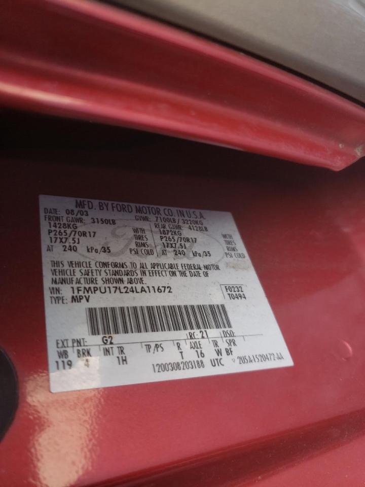 Photo 10 from auction – 2004 FORD EXPEDITION with VIN 1FMPU17L24LA11672