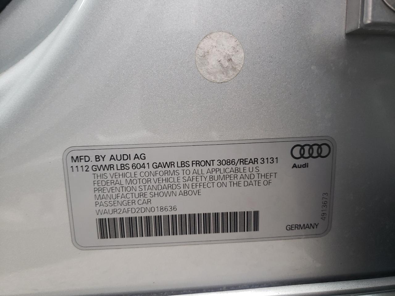 Photo 10 from auction – 2013 AUDI A8 L QUATT with VIN WAUR2AFD2DN018636