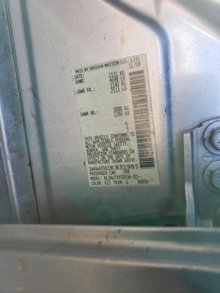 Photo 10 from auction – 2009 NISSAN MAXIMA S with VIN 1N4AA51E19C831985