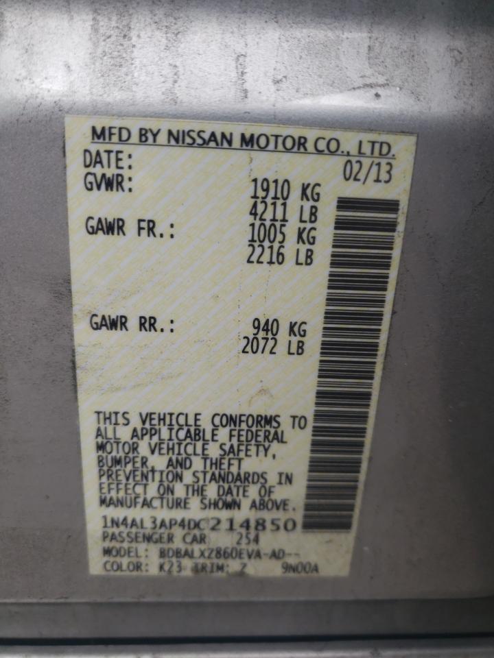 Photo 10 from auction – 2013 NISSAN ALTIMA 2.5 with VIN 1N4AL3AP4DC214850