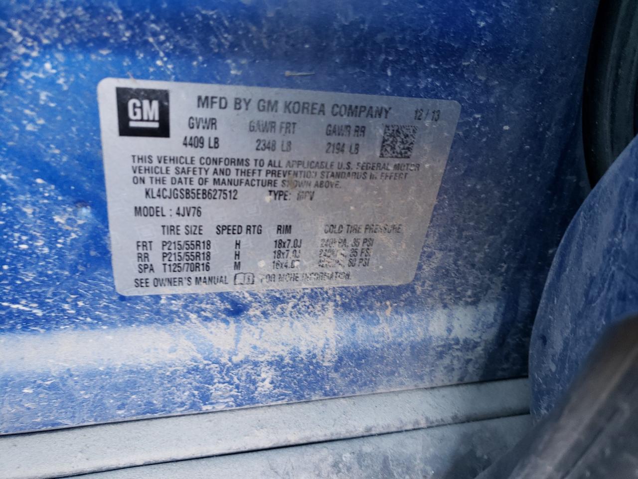 Photo 10 from auction – 2014 BUICK ENCORE with VIN KL4CJGSB5EB627512