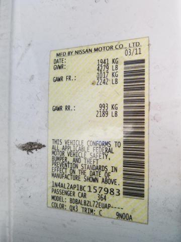 Photo 10 from auction – 2011 NISSAN ALTIMA BAS with VIN 1N4AL2AP1BC157983