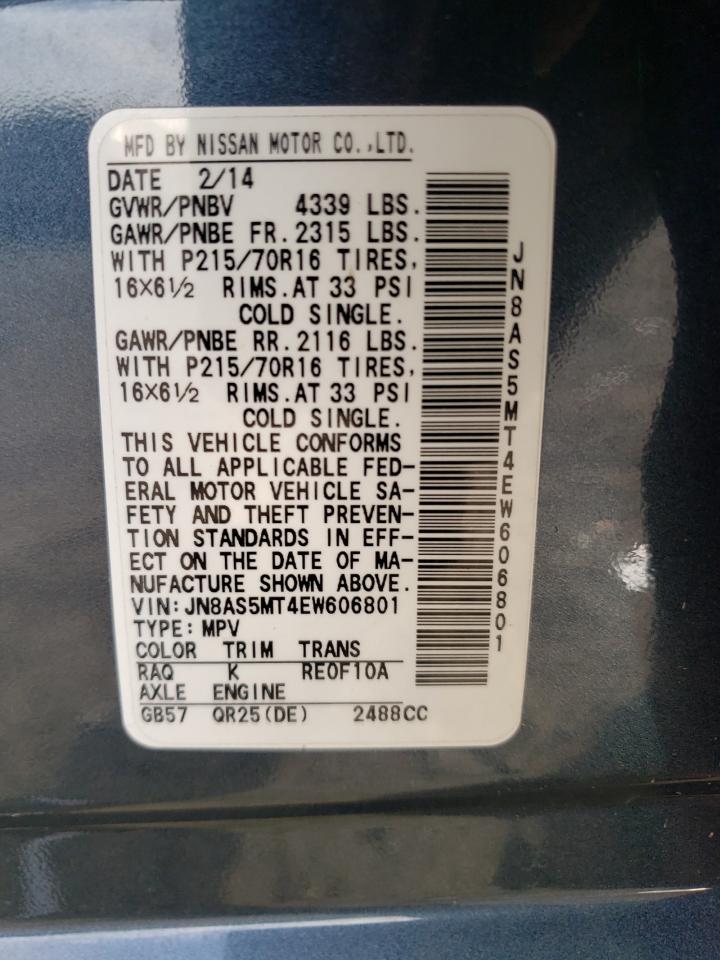Photo 10 from auction – 2014 NISSAN ROGUE SELE with VIN JN8AS5MT4EW606801