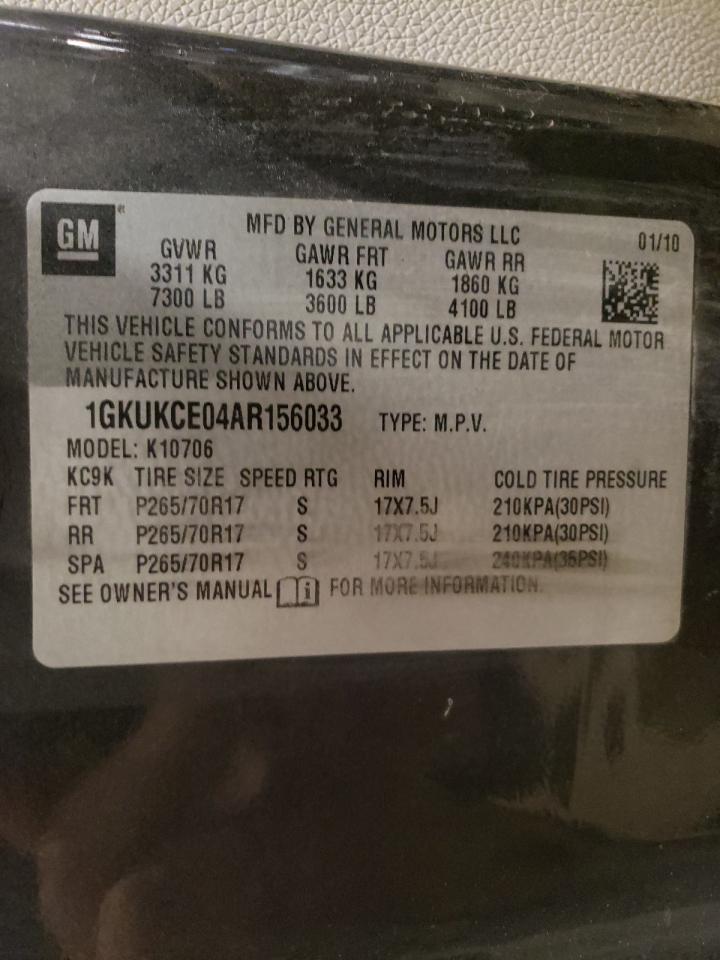 Photo 10 from auction – 2010 GMC YUKON SLT with VIN 1GKUKCE04AR156033