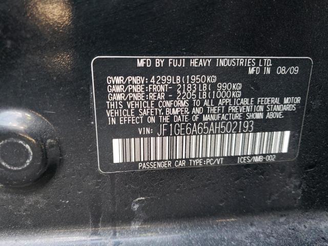 Foto 10 de la subasta – 2010 SUBARU IMPREZA 2. con VIN JF1GE6A65AH502193