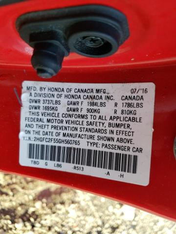 Photo 10 from auction – 2016 HONDA CIVIC LX with VIN 2HGFC2F55GH560765