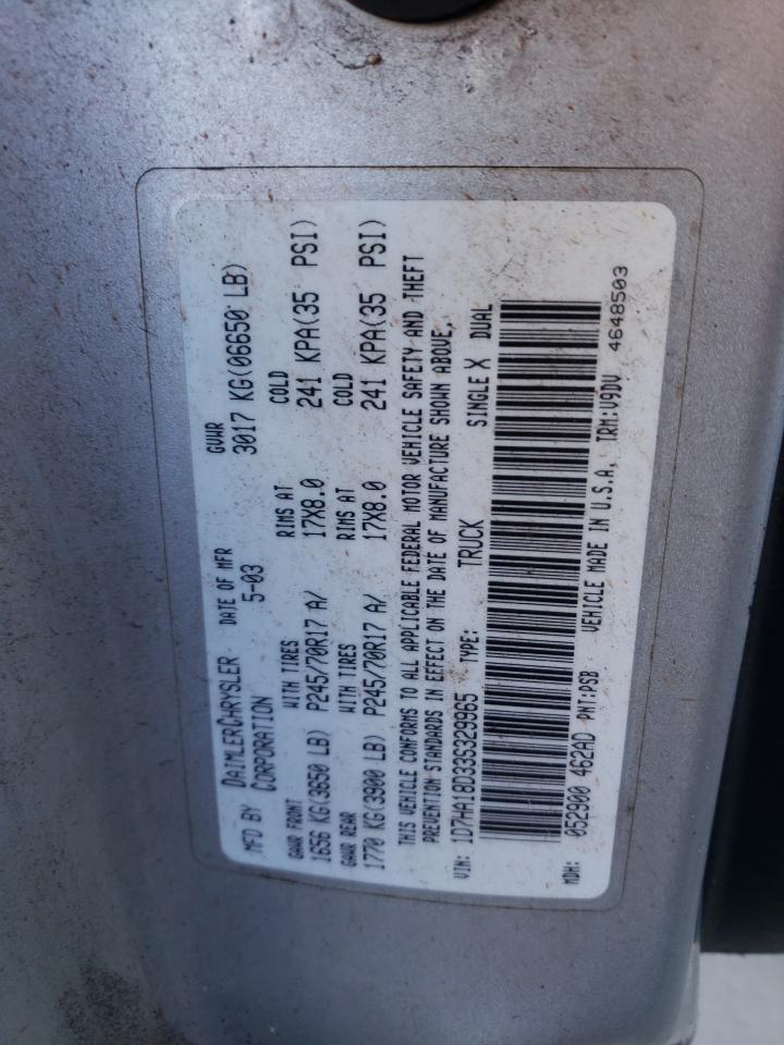 Photo 10 from auction – 2003 DODGE RAM 1500 S with VIN 1D7HA18D33S329965